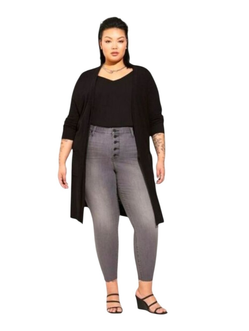 TORRID Slub Black Open Front Sweater Cardigan 1X